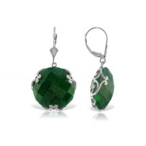 Green Sapphire Chequer Earrings 46ctw in 9ct White Gold