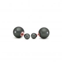 Black Pearl Double Shell Stud Earrings in 9ct Rose Gold