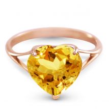 Citrine Large Heart Ring 3.1ct in 9ct Rose Gold
