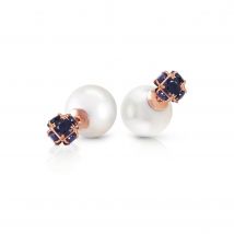 Pearl & Sapphire Double Shell Stud Earrings in 9ct Rose Gold