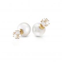 Pearl & Opal Double Shell Stud Earrings in 9ct Gold