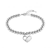 BOSS Women's Beads Collection Heart Charm Bracelet in Stainless Steel