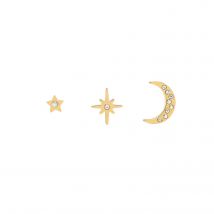 Olivia Burton Women's Celestial Crystal Stud Earrings Set in Gold Plated Stainless Steel