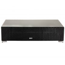 Rattan Garden Rectangular Ottoman/Coffee Table in Black & White - Monaco - Rattan Direct