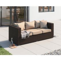 3 Seater Rattan Garden Sofa in Brown - Ascot - Rattan Direct