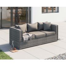 3 Seater Rattan Garden Sofa in Grey - Ascot - Rattan Direct