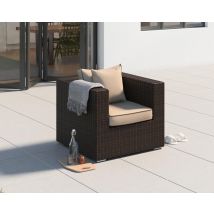 Rattan Garden Armchair in Brown - Ascot - Rattan Direct