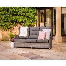 Reclining Rattan Garden 3 Seat Sofa in Grey - Fiji - Rattan Direct