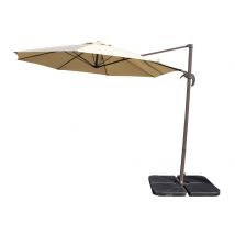 Rotating Cantilever Parasol & Plastic Base in Brown - Rattan Direct