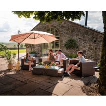2 Seater Rattan Garden Sofa & Armchair Set in Brown - Ascot - Rattan Direct