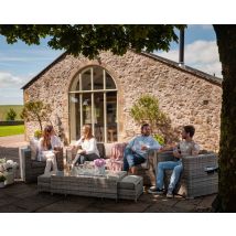 3 Seater Rattan Garden Sofa & Armchair Set in Grey - Ascot - Rattan Direct