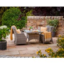 4 Rattan Garden Dining Chairs & Small Rectangular Dining Table in Grey - Riviera - Rattan Direct