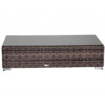 Rattan Garden Ottoman / Coffee Table in Brown & Champagne - Premium Weave Rattan - Monaco - Rattan Direct