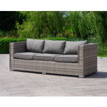 3 Seater Rattan Garden Sofa in Grey - Ascot - Rattan Direct
