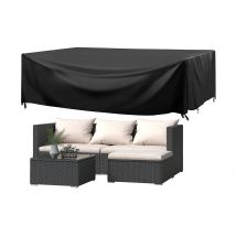 5 Pieces Garden Furniture Set Rattan Outdoor Sofa Set with Cushions Protection Cover Black