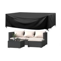 4 Pieces Garden Furniture Set Rattan Outdoor Sofa Set with Cushions Protection Cover Black