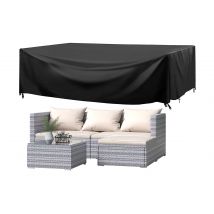 5 Pieces Rattan Outdoor Furniture Garden Sofa Table Patio Set with Protective Cover Grey
