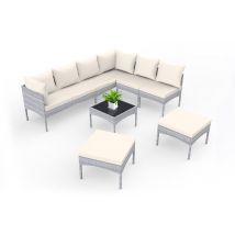 Outdoor Rattan Furniture Garden Lounge Set 8 Seaters Sectional Sofa for Patio Terrace Backyard