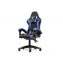 Ergonomic Gaming Chair with Headrest and Lumbar Pillow Rotatable Home PU Leather Office Chair Black/Blue