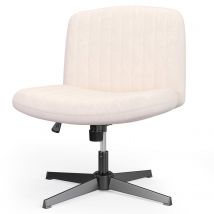 Ergonomic Cross Legged Office Chair Armless Wide Desk Chair with Mid Back Support for Home Office Bedroom Beige