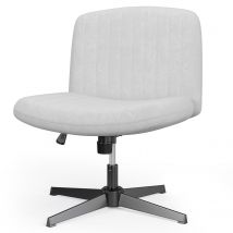 Ergonomic Cross Legged Office Chair Armless Wide Desk Chair with Mid Back Support for Home Office Bedroom Grey