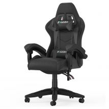 Ergonomic Gaming Chair with Headrest and Lumbar Pillow Rotatable Home PU Leather Office Chair Black