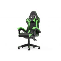 Ergonomic Gaming Chair with Headrest and Lumbar Pillow Rotatable Home PU Leather Office Chair Black/Green