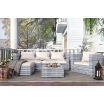 5 Seater Garden Furniture Outdoor Rattan Modular Corner Sofa Set New Version Grey