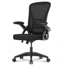 Office Chair Ergonomic Desk Chair with 90¡ã Flip-up Armrest Height Adjustable for Home Office, Black