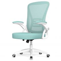 Office Chair Ergonomic Desk Chair with 90¡ã Flip-up Armrest Height Adjustable for Home Office, Green/White