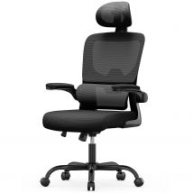 Ergonomic Desk Chair Swivel Computer Chair for Home Office Max Load 150kg, With Headrest Plus / Black