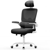 Ergonomic Desk Chair Swivel Computer Chair for Home Office Max Load 150kg, With Headrest Plus / White