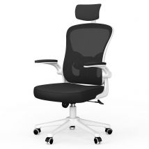Office Chair Ergonomic Desk Chair Swivel Computer Chair for Home Office Max Load 150kg, With Headrest / White
