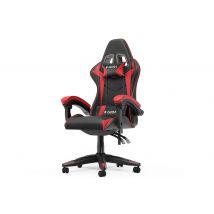 Ergonomic Gaming Chair with Headrest and Lumbar Pillow Rotatable Home PU Leather Office Chair Black/Red