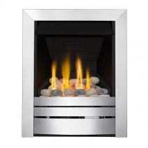 Focal Point Fires 3.2kW Lorient Brushed Steel Slimline Radiant Gas Fire - Chrome
