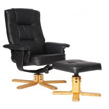 Alphason Drake Recliner Chair and Footstool - Black