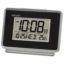 Seiko LCD Dual Alarm Calendar Clock - Black