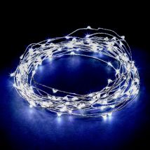Robert Dyas Battery Operated 200 Silver Copper Metal String Lights - Ice White