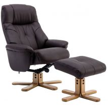 Teknik Denver Recliner Leather Look Swivel Chair with Footstool - Brown