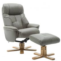 Teknik Denver Recliner Leather Look Swivel Chair with Footstool - Grey