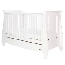 Tutti Bambini Lucas Sleigh 3-in-1 Cot Bed with Drawer - White
