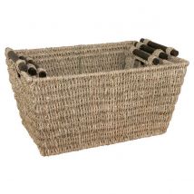 JVL Rectangular Nested Seagrass Large Storage Baskets Set of 3