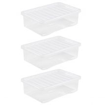 Wham Crystal Clear Under Bed Storage Box with Lid 32L - Set of 3