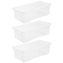 Wham Crystal Clear Storage Box with Lid 62L - Set of 3