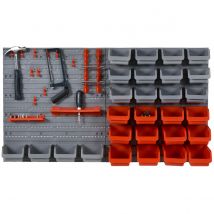 Durhand 44 Piece On-Wall DIY Storage Unit with 28 Cubes 10 Hooks 2 Boards Screws - Red & Grey