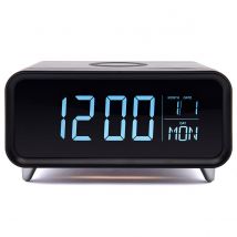 Groov-e Athena Alarm Clock with Wireless Charging Pad & Night Light - Black