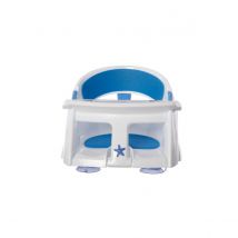 Dreambaby Deluxe Bath Seat With Foam Padding And Heat Sensing Star Shape Indicator With Clever Open Close Front T Bar Blue and White