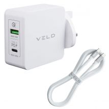 VELD 48W Super-Fast 2 Port Wall Charger  +  1.5m Type-C to Type-C 60W Cable