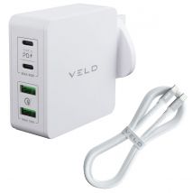 VELD 66W Super-Fast 4 Port Wall Charger  + 1.5m Type-C to Type-C 60W Cable