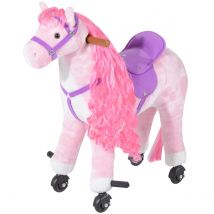 Jouet Kids Plush Ride On Walking Horse with 50cm Seat Height & Sound - Pink